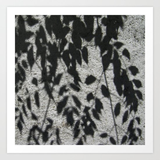 Grey shadows of green leaves Art Print