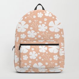Cute Small White Flowers on The Peach Background Backpack