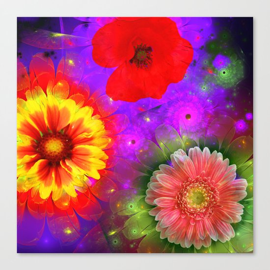 Summer flowers in a colourful fantasy garden Canvas Print