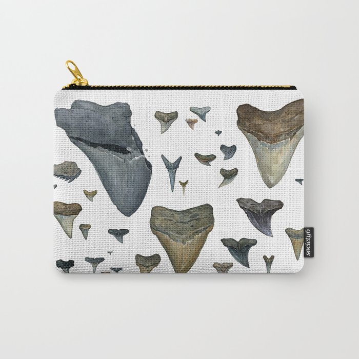 Fossil shark teeth watercolor Carry-All Pouch