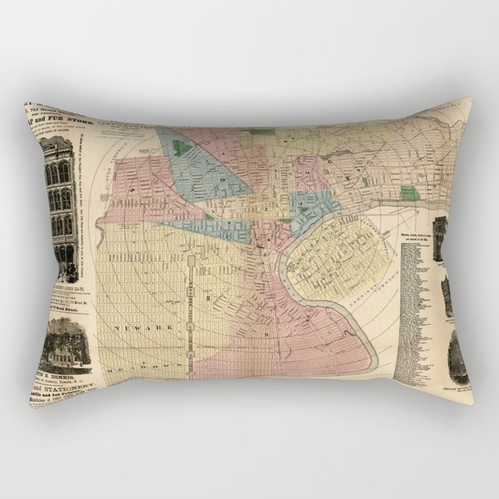 Map Of Newark 1876 Rectangular Pillow