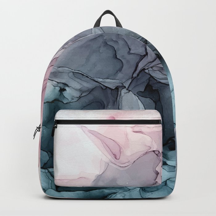 Blush and Payne's Grey Flowing Abstract Painting Rucksack | Gemälde, Ink, Digital, Aquarell, Fluid-art, Rouge, Pink, Abstrakt, Modern, Contemporary