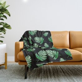 Wonderful Colocasia Plant Indoor House Plant Pattern On Black Throw Blanket