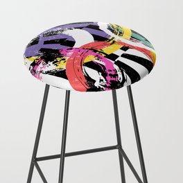 seamless background pattern, with circles, strokes and splashes, on black and white Bar Stool