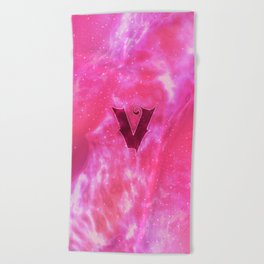 Pink Galaxy Aurora Milky Way Design with " V " Letter Personalized iPhone Case Beach Towel