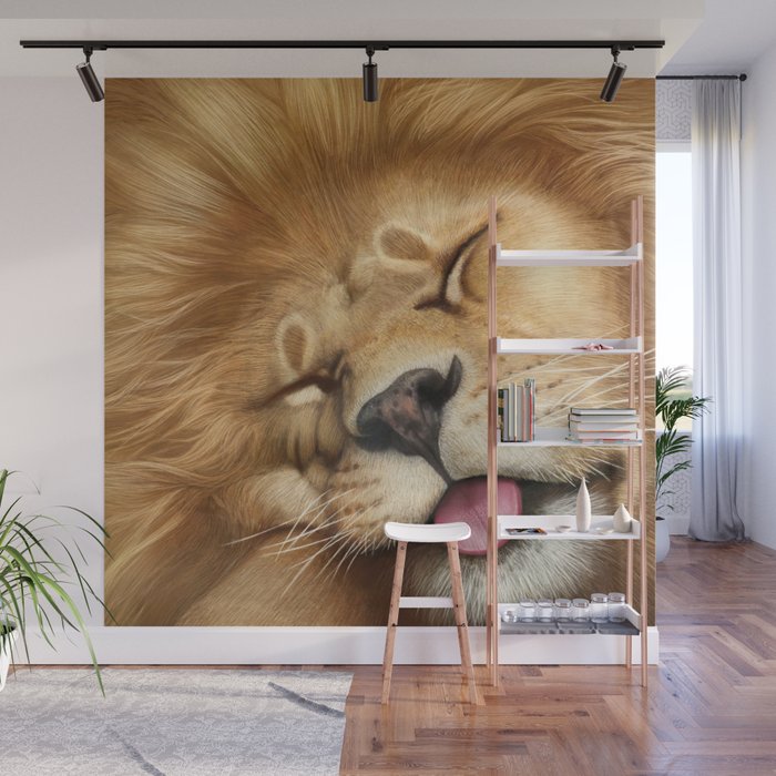 Sleeping Lion - closeup Wall Mural