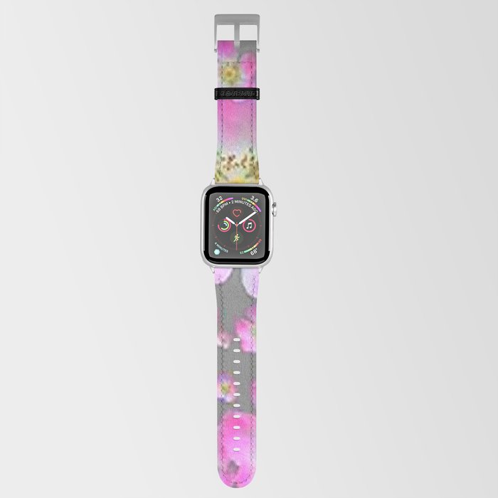 PINK CRAB APPLE SPRING BLOSSOMS ON GREY ART Apple Watch Band