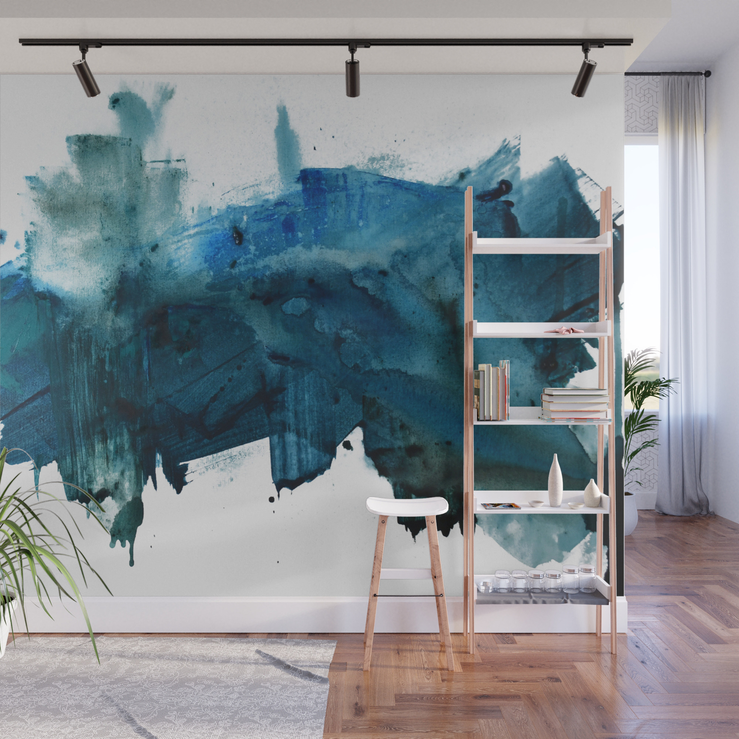 Change A Minimal Abstract Acrylic Painting In Blue And Green By