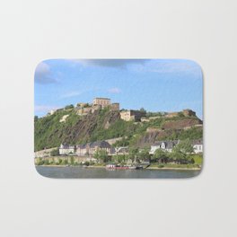 Koblenz mit Festung Ehrenbreitstein Bath Mat | Flusskreuzfahrt, Digital, Photo, Photograph, Rhein, Rheintal, Koblenz, Scenic, Ehrenbreitstein, Color 