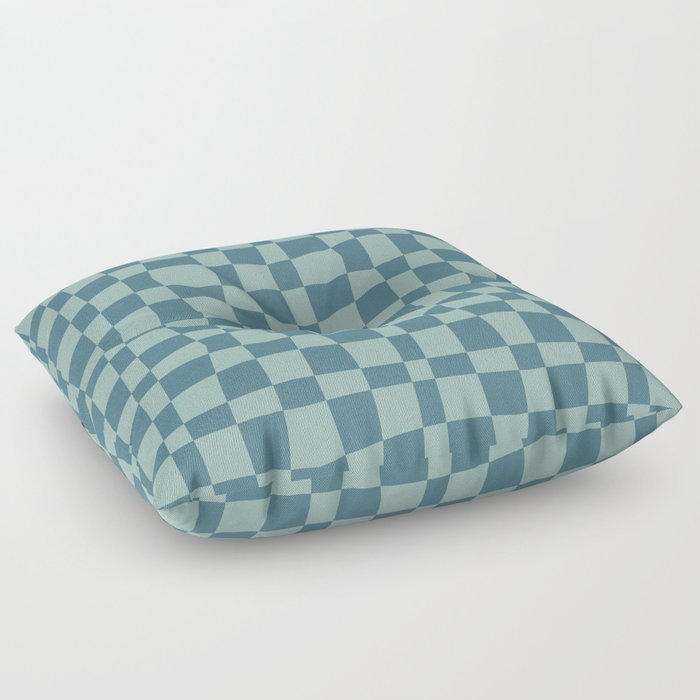 Wonky Check - Teal Floor Pillow
