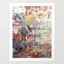 Mirage [1]: a vibrant abstract piece in pinks blues and gold by Alyssa Hamilton Art Art Print
