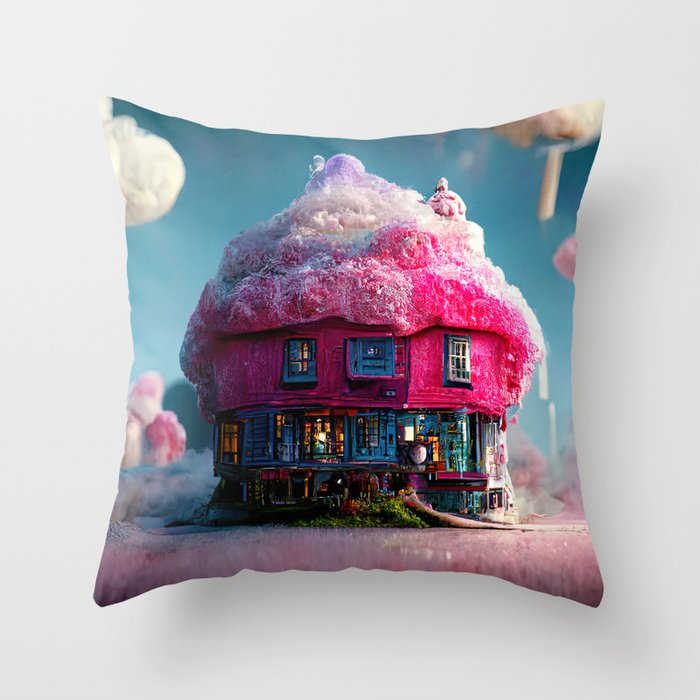 Cotton Candy House Throw Pillow