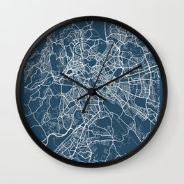 Rome Blueprint Street Map, Rome Colour Map Prints Wall Clock