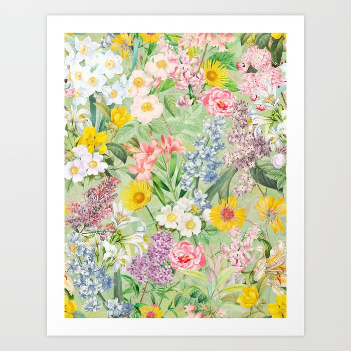 Romantic Vintage Springflowers Garden  Art Print