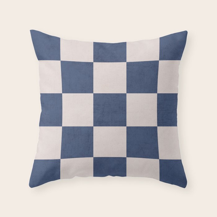 blue checks Throw Pillow by her art Society6
