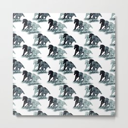 seamless pattern of three running gray horses Metal Print