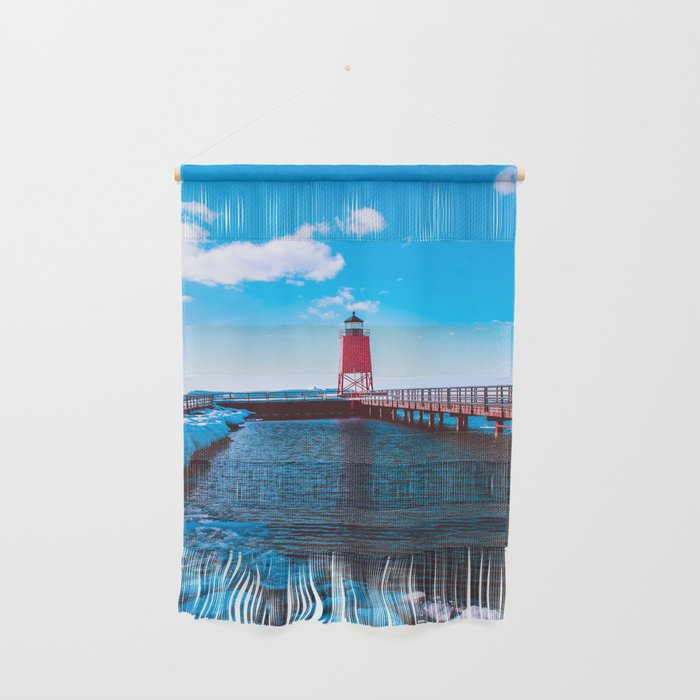 Winter day at the Charlevoix Michigan Lighthouse Wall Hanging