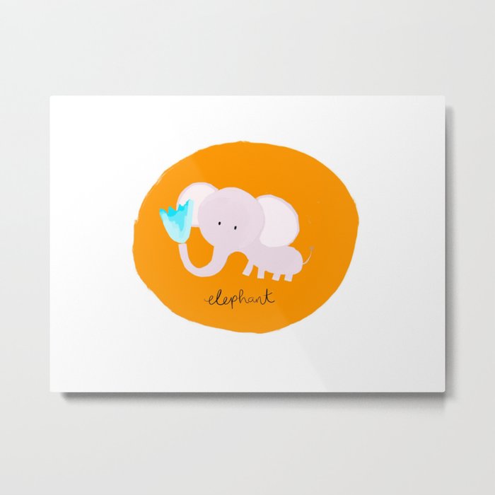 Orange Elephant Metal Print