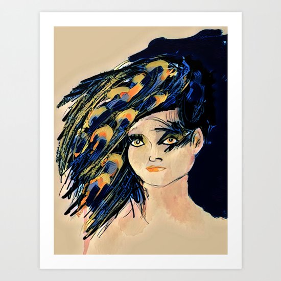 Peacock Girl Variation 1 Art Print
