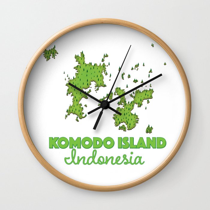 Komodo island Indonesia map Wall Clock