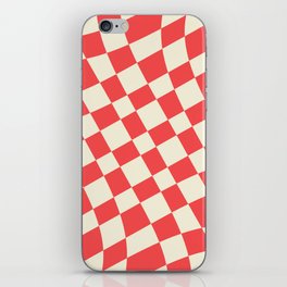 Abstract Warped Checkerboard pattern - Tart Orange and Beige iPhone Skin