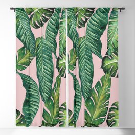 Jungle Leaves, Banana, Monstera II Pink #society6 Blackout Curtain