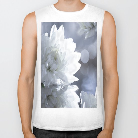 White flower with bokeh on a grey background included wonderful light Biker Tank