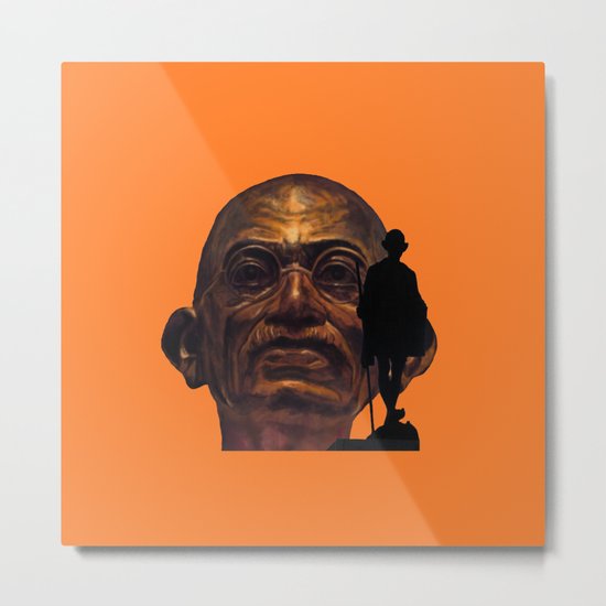 Gandhi - the walk - orange version Metal Print