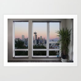 Seattle Skyline Window View Art Print