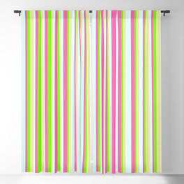 [ Thumbnail: Green, Pale Goldenrod, Light Cyan, and Hot Pink Colored Lined/Striped Pattern Blackout Curtain ]