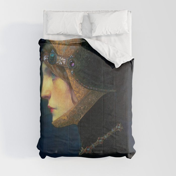 Head of a Lady in Medieval Costume by Lucien Victor Guirand de Scevola (c.1900) Comforter