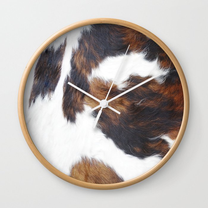 Kisses From The West Ver 2 - Faux Cowhide Print Wall Clock