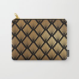 Bronze Gold and Black Diamond Fan Art Deco Pattern Carry-All Pouch