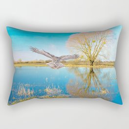 Great Gray Owl in Flight Rectangular Pillow