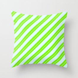 [ Thumbnail: Green and Light Cyan Colored Striped/Lined Pattern Throw Pillow ]