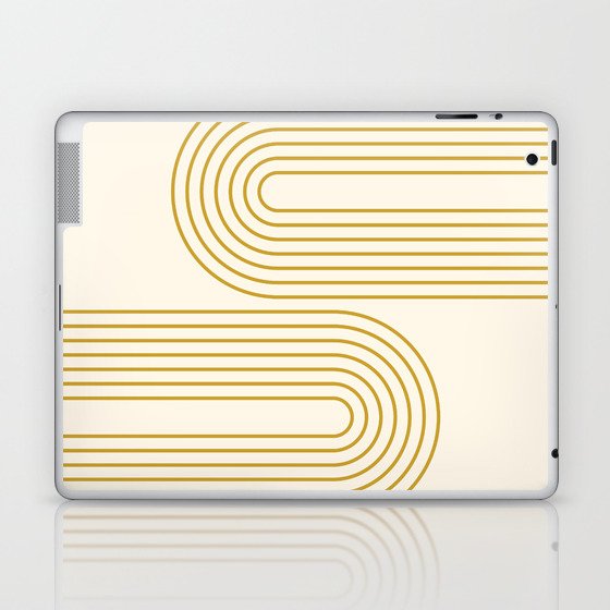 Geometric Lines Rainbow 2 in Retro Gold Shades Laptop & iPad Skin