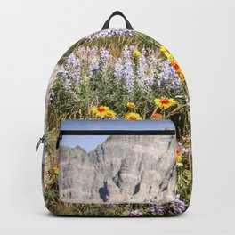 Wildflower Meadow and Mountains Glacier National Park Washed Out Pastel Lavender Colors Flower Field Backpack | Natural Earth Tones, The Abstract Minimal, Cool Nature Pictures, Cute Country Photos, Relaxing Calm Image, Big Graphic Designs, Photo, Farm House Aesthetic, Picture Of Landscape, Calming Photography 