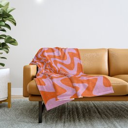 70s Retro Pink Orange Abstract Throw Blanket