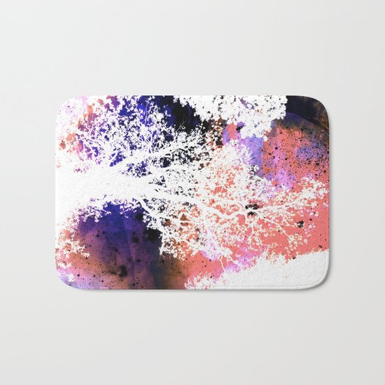 White Trees Colorful Space Bath Mat