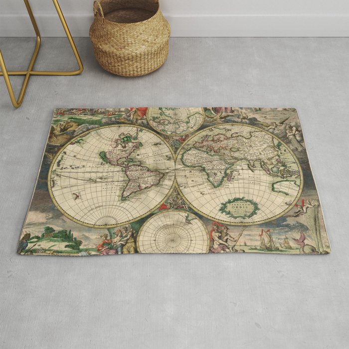 Vintage Map of the world Rug