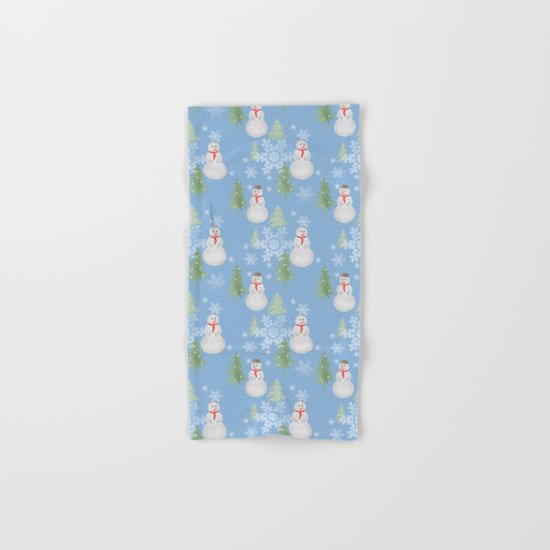 Winter . Christmas . New year . Blue background . Hand & Bath Towel