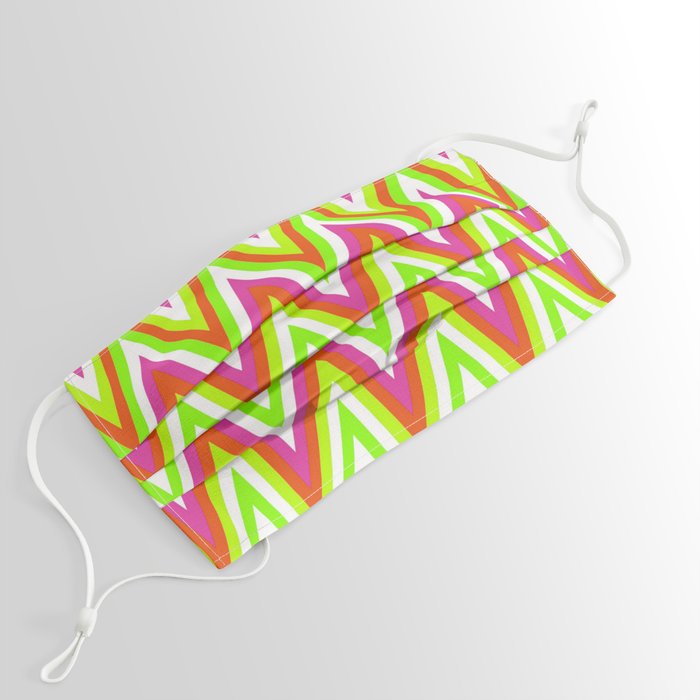 Chevron Design In Green Lime Red Pink Zigzags Face Mask