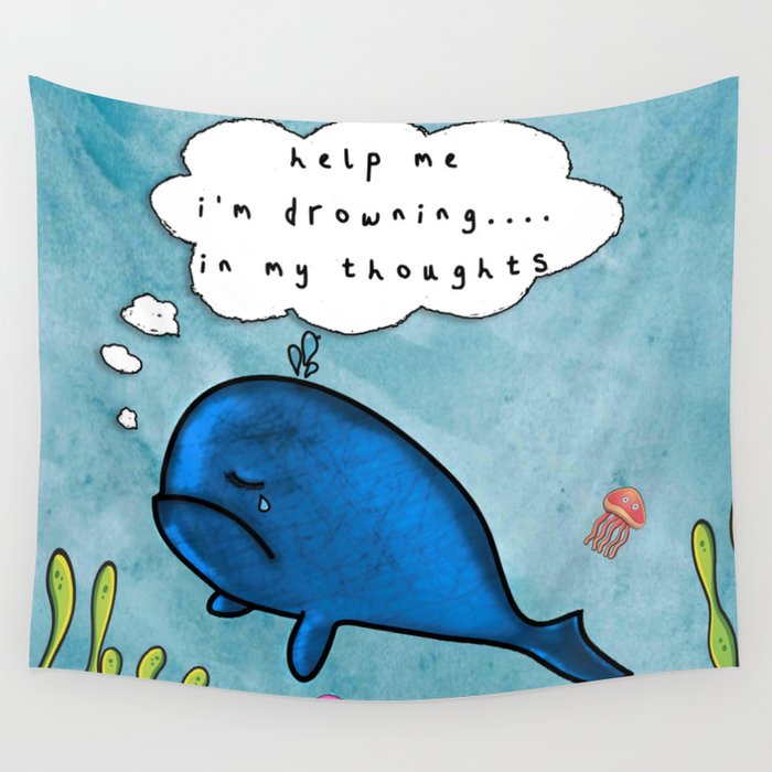 sad whale with deep quote  Wall Tapestry