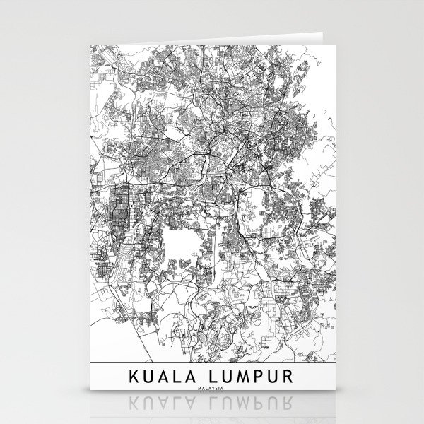 Kuala Lumpur White Map Stationery Cards By Multiplicity Society6