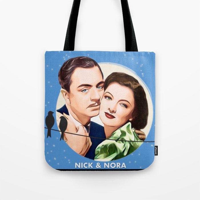 Nick and Nora Full Moon and Love Birds Tote Bag