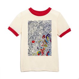 Pattern Doddle Hand Drawn  Black and White Colors Street Art Kids T Shirt