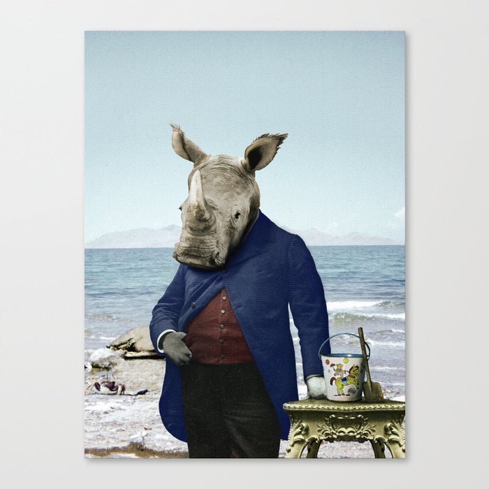 Mr. Rhino's Day at the Beach Canvas Print
