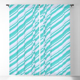 [ Thumbnail: Turquoise & Lavender Colored Lined/Striped Pattern Blackout Curtain ]