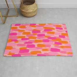Abstract, Paint Brush Effect, Orange and Pink Rug