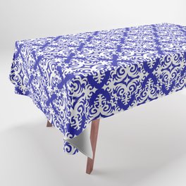 Damask (White & Navy Blue Pattern) Tablecloth